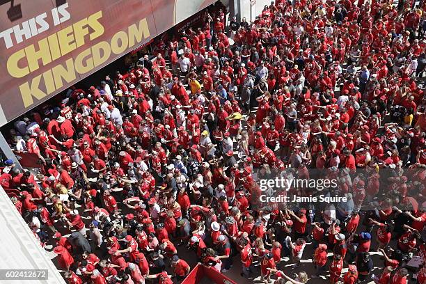 Crowds fill the concourse on the way to their seats before the game between the San Diego Chargers and Kansas City Chiefs at Arrowhead Stadium...