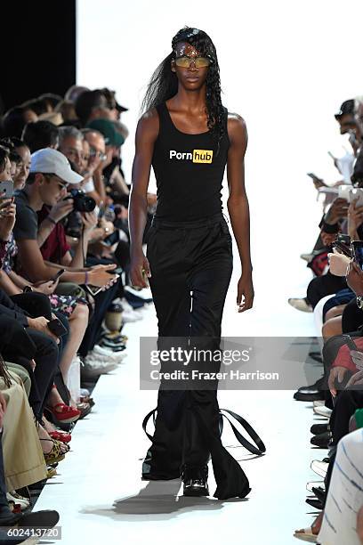 Model walks the ruwnay at the Hood By Air fashion show during New York Fashion Week: The Shows at The Arc, Skylight at Moynihan Station on September...