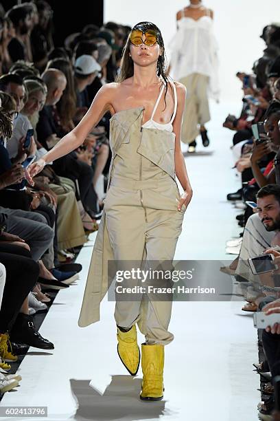 Model walks the ruwnay at the Hood By Air fashion show during New York Fashion Week: The Shows at The Arc, Skylight at Moynihan Station on September...