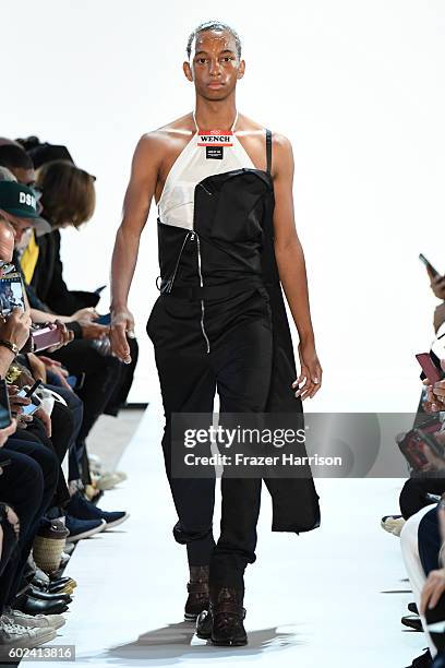 Model walks the ruwnay at the Hood By Air fashion show during New York Fashion Week: The Shows at The Arc, Skylight at Moynihan Station on September...