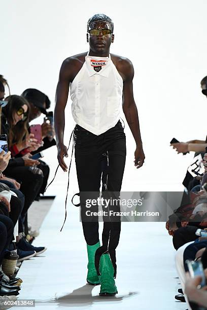 Model walks the ruwnay at the Hood By Air fashion show during New York Fashion Week: The Shows at The Arc, Skylight at Moynihan Station on September...