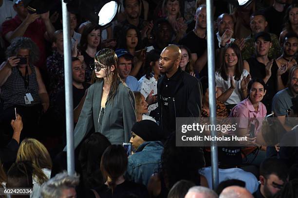 Designer Shayne Oliver walks the runway during the Hood By Air fashion show during New York Fashion Week: The Shows at The Arc, Skylight at Moynihan...