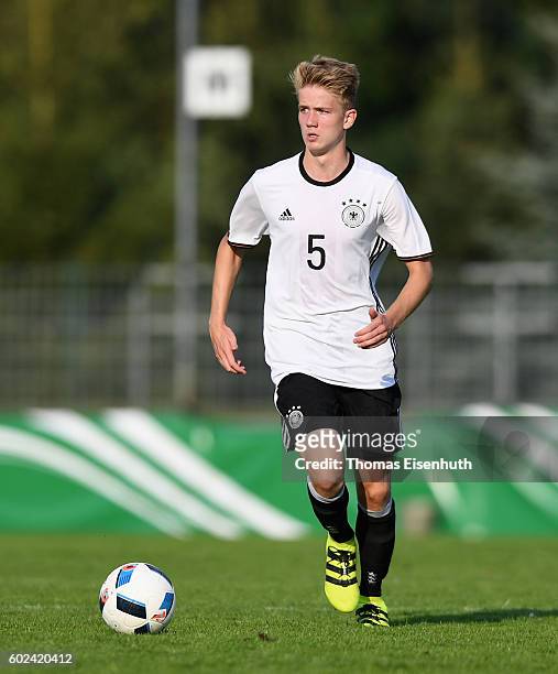 Jan Boller of Germany in action during the Under 17 four nations tournament match between U17 Germany and U17 Italy at bluechip-Arena on September...