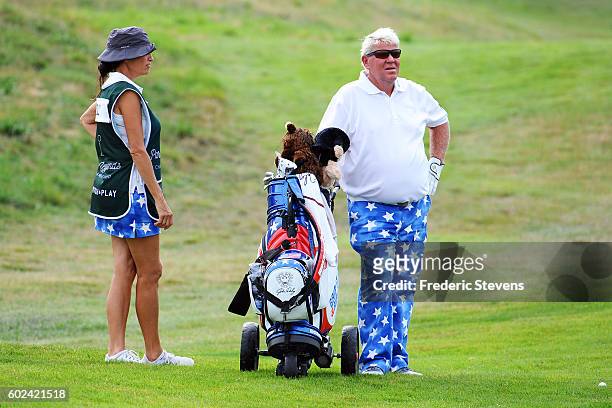 John Daly of United States in action during the final round of the Paris Legends Championship played on L'Albatros Course at Le Golf National on...