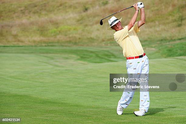 Mark Mouland of Wales in action during the final round of the Paris Legends Championship played on L'Albatros Course at Le Golf National on September...