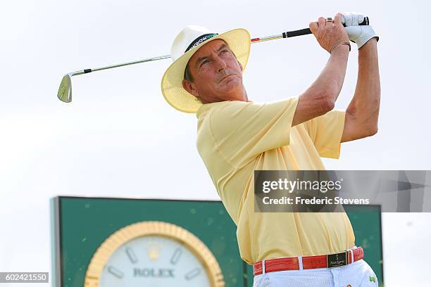 Mark Mouland of Wales in action during the final round of the Paris Legends Championship played on L'Albatros Course at Le Golf National on September...