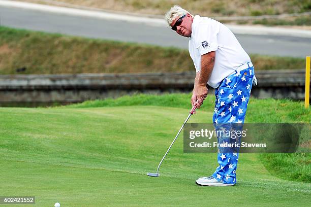 John Daly of United States in action during the final round of the Paris Legends Championship played on L'Albatros Course at Le Golf National on...