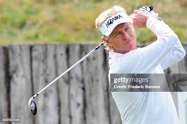 Philip Golding of England in action during the final round of the Paris Legends Championship played on L'Albatros Course at Le Golf National on...