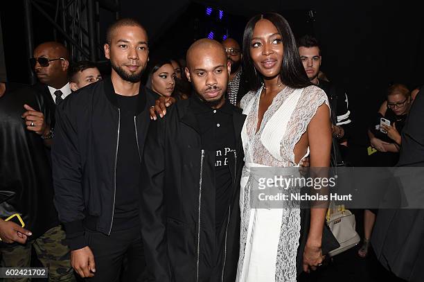 Jussie Smollett, designer Shayne Oliver, and Naomi Campbell attend the Hood By Air fashion show during New York Fashion Week: The Shows at The Arc,...