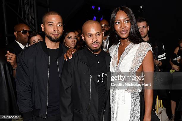 Jussie Smollett, designer Shayne Oliver, and Naomi Campbell attend the Hood By Air fashion show during New York Fashion Week: The Shows at The Arc,...