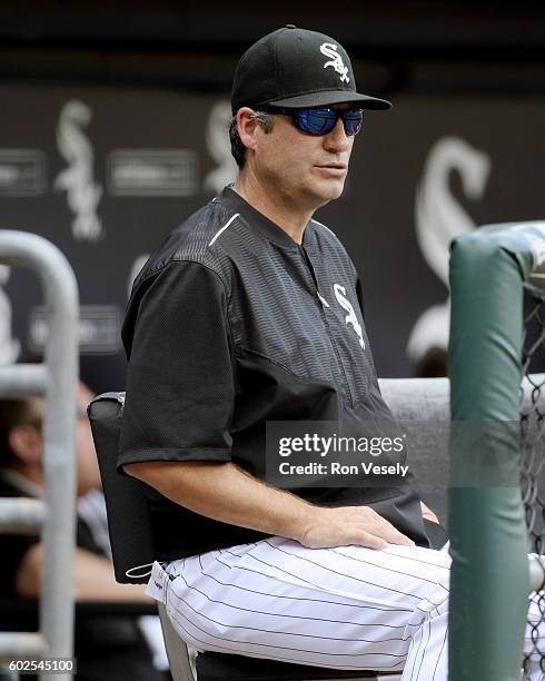 Manager Robin Ventura of the Chicago White Sox looks on against the Detroit Tigers on September 5, 2016 at U.S. Cellular Field in Chicago, Illinois....