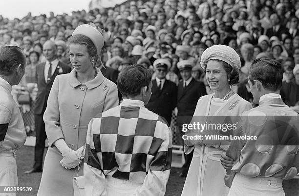 Queen Elizabeth II and Princess Anne at Randwick Racecourse in Sydney at the start of their royal tour of Australia, April 1970.