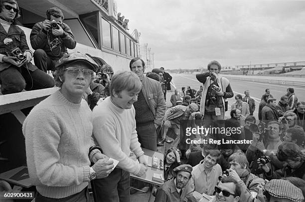 American actor Steve McQueen at the Le Mans trials, France, 12th April 1970. He has been banned from taking part in the race for insurance reasons.