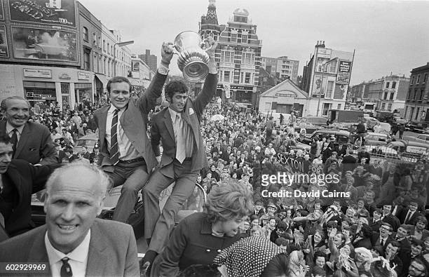 The Chelsea football team return in triumph to the King's Road in London, after their 2-1 victory in the FA Cup Final replay at Old Trafford, 30th...