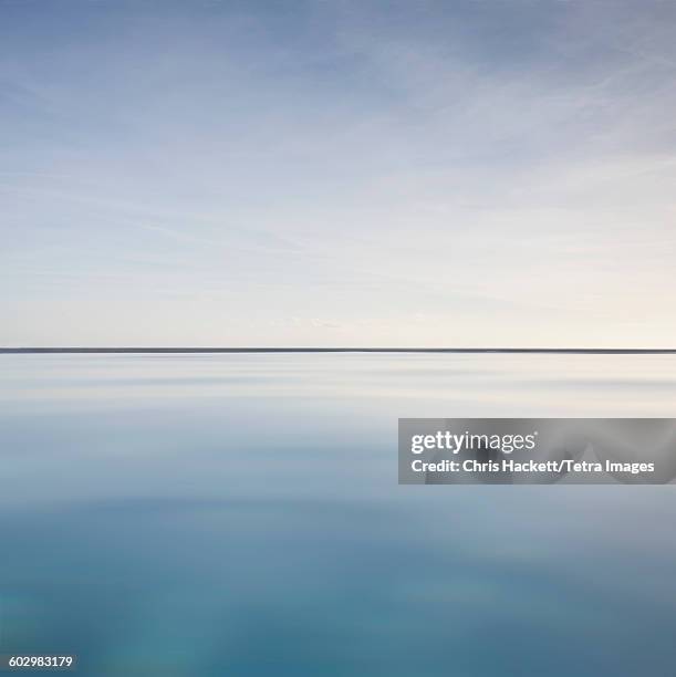 usa, virgin islands, scenic view of calm sea - horizont über wasser stock-fotos und bilder