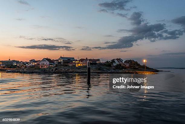 coastal buildings at sunset - archipelago sweden stock pictures, royalty-free photos & images