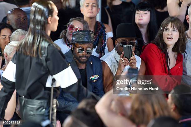 Will.i.am, apl.de.ap and Hari Nef attend the Hood By Air fashion show during New York Fashion Week: The Shows at The Arc, Skylight at Moynihan...