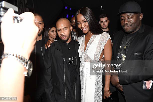 Shayne Olvier and Naomi Campbell attend the Hood By Air fashion show during New York Fashion Week: The Shows at The Arc, Skylight at Moynihan Station...