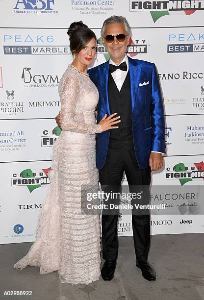 Veronica Bocelli and Andrea Bocelli attend the Celebrity Fight Night gala at Palazzo Vecchio as part of Celebrity Fight Night Italy benefiting The...