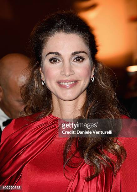 Queen Rania of Jordan attends the Celebrity Fight Night gala at Palazzo Vecchio as part of Celebrity Fight Night Italy benefiting The Andrea Bocelli...