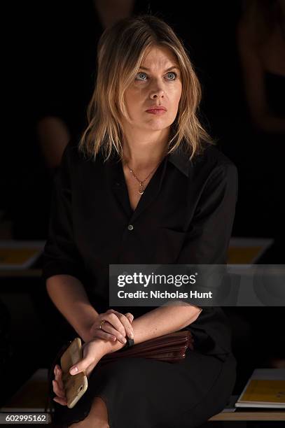 Designer Jenny Packham watches rehearsal for the Jenny Packham fashion show during New York Fashion Week: The Shows at The Dock, Skylight at Moynihan...