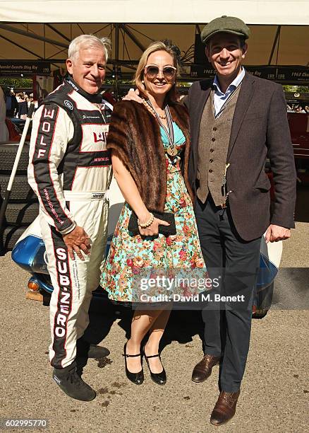 Craig Davies, Helen Gavin and Oliver Gavin attend day 3 of the Goodwood Revival at Goodwood on September 11, 2016 in Chichester, England.