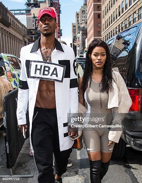 Basketball player Iman Shumpert and actress/singer Teyana Taylor arrive at Hood By Air fashion show during New York Fashion Week: The Shows at The...