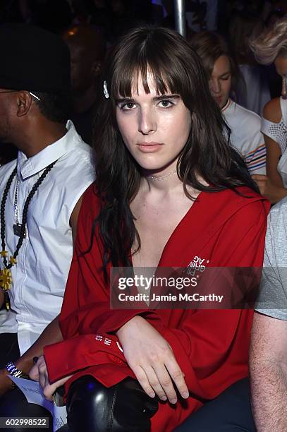 Hari Nef attends the Hood By Air fashion show during New York Fashion Week: The Shows at The Arc, Skylight at Moynihan Station on September 11, 2016...