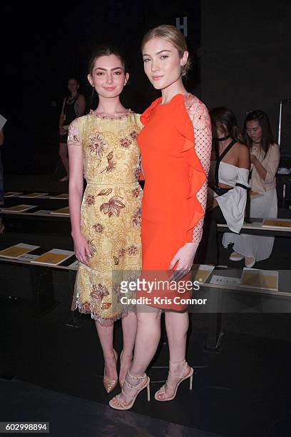 Actresses Emily Robinson and Skyler Samuels attend the Jenny Packham fashion show during new York Fashion Week September 2016 at Skylight at Moynihan...