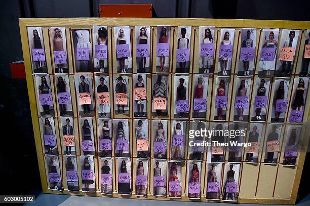 View of runway looks backstage at the Carmen Marc Valvo Spring/Summer 2017 Fashion Show during New York Fashion Week at Pier 59 Studios on September...