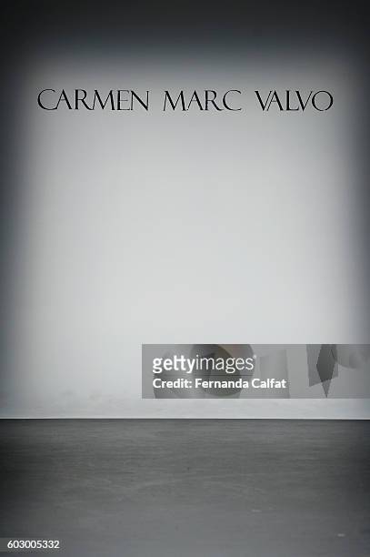 The runway before the Carmen Marc Valvo Spring/Summer 2017 Fashion Show during New York Fashion Week at Pier 59 Studios on September 11, 2016 in New...