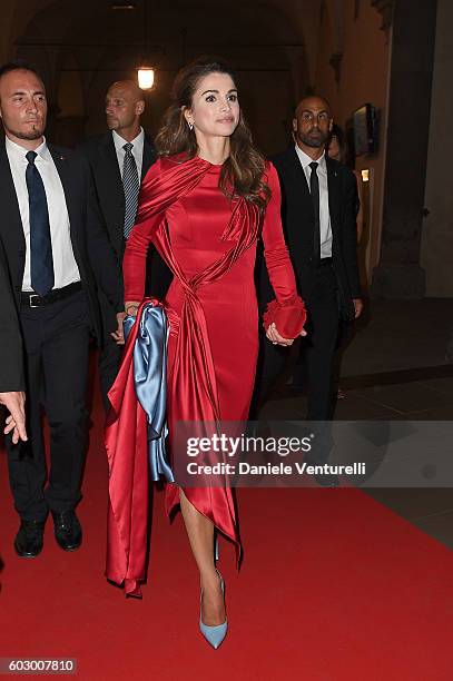 Queen Rania of Jordan attends the Celebrity Fight Night gala at Palazzo Vecchio as part of Celebrity Fight Night Italy benefiting The Andrea Bocelli...