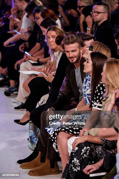 David Beckham and Anna Wintour attend the Victoria Beckham Women's Fashion Show during New York Fashion Week on on September 11, 2016 in New York...