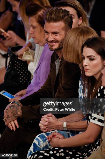 David Beckham and Anna Wintour attend the Victoria Beckham Women's Fashion Show during New York Fashion Week on on September 11, 2016 in New York...