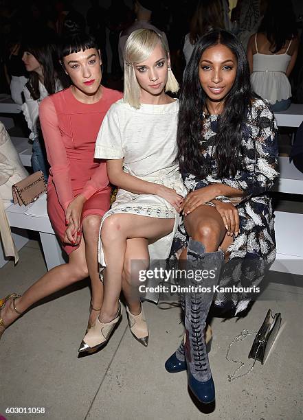 Mia Moretti, Caitlin Moe and Diana Gordon attend the Prabal Gurung fashion show during New York Fashion Week: The Shows September 2016 at The...