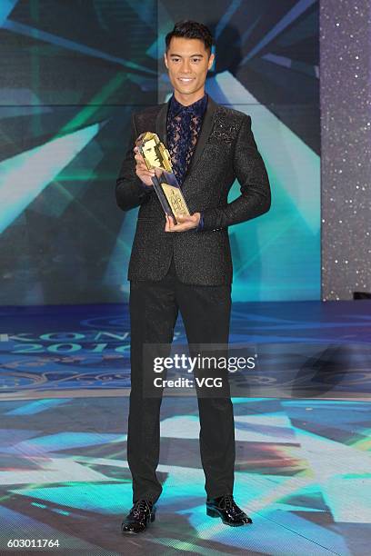 First place Jackson Lai poses after the Mr. Hong Kong Pageant 2016 at TVB City on September 11, 2016 in Hong Kong, China.