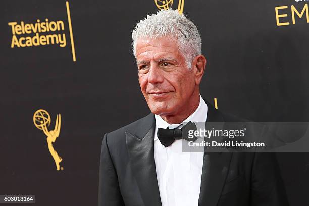 Chef Anthony Bourdain attends the 2016 Creative Arts Emmy Awards Day 2 at the Microsoft Theater on September 11, 2016 in Los Angeles, California.
