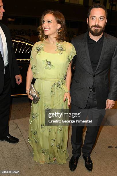 Actress Natalie Portman and director Pablo Larraín attend the "Jackie" premiere during the 2016 Toronto International Film Festival at Winter Garden...