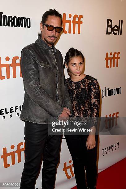 Musician Chris Cornell and Toni Cornell attend the "The Promise" premiere during the 2016 Toronto International Film Festival at Roy Thomson Hall on...