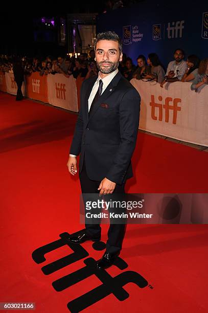 Actor Oscar Isaac attends the "The Promise" premiere during the 2016 Toronto International Film Festival at Roy Thomson Hall on September 11, 2016 in...