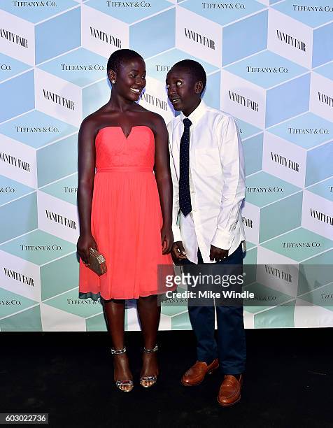Actors Madina Nalwanga and Martin Kabanza attend the Vanity Fair and Tiffany & Co. Private dinner toasting Lupita Nyong'o and celebrating Legendary...