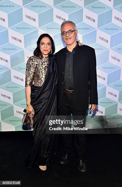 Director Mira Nair and Mahmood Mamdani attend the Vanity Fair and Tiffany & Co. Private dinner toasting Lupita Nyong'o and celebrating Legendary...