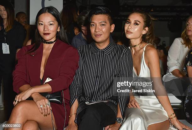 Tina Leung, Bryanboy and Rumi Neely attend Prabal Gurung - Front Row - September 2016 - New York Fashion Week: The Shows at The Gallery, Skylight at...