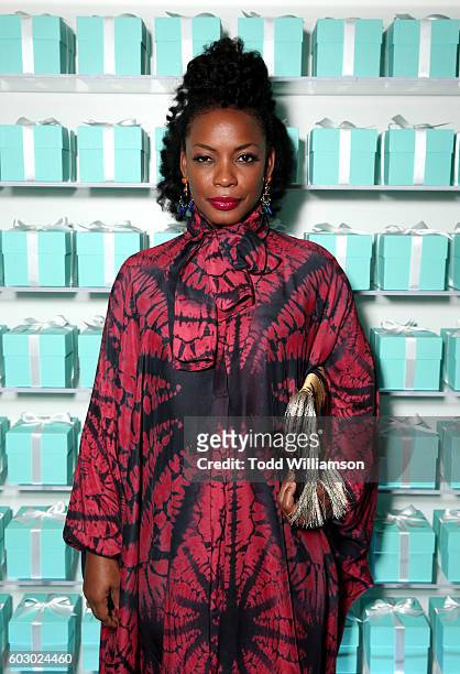 Actress Aunjanue Ellis attends the Vanity Fair and Tiffany & Co. Private dinner toasting Lupita Nyong'o and celebrating Legendary Style at Shangri-La...