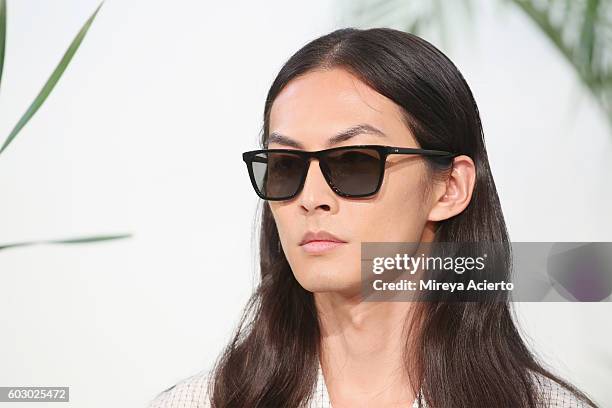 Model poses at the Krewe New Orleans Eyewear presentation during MADE Fashion Week September 2016 at Milk Studios on September 11, 2016 in New York...