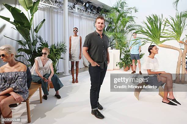 Creative director, Stirling Barrett poses at the Krewe New Orleans Eyewear presentation during MADE Fashion Week September 2016 at Milk Studios on...