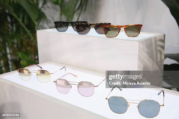 Sunglasses on display at Krewe New Orleans Eyewear presentation during MADE Fashion Week September 2016 at Milk Studios on September 11, 2016 in New...