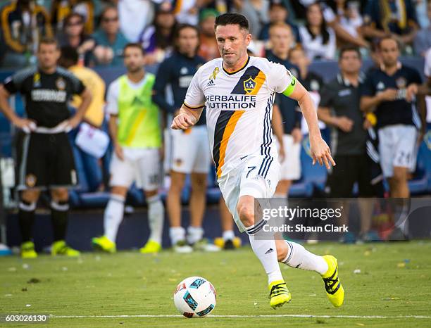 Robbie Keane of Los Angeles Galaxy during Los Angeles Galaxy's MLS match against Orlando City SC at the StubHub Center on September 11, 2016 in...