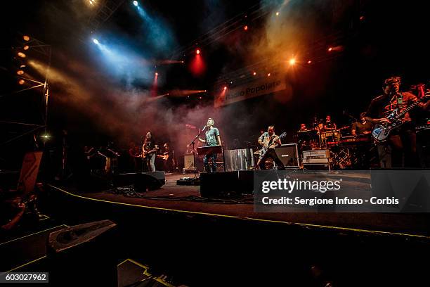 September 10: Italian singer-songwriter Daniele Silvestri and Italian alternative rock band Afterhours perform live at CarroPonte in Milan, Italy,...