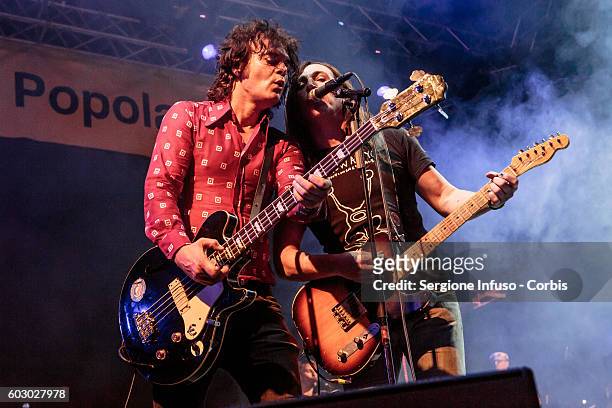 September 10: Manuel Agnelli and Roberto Dell'Era of Italian alternative rock band Afterhours perform live at CarroPonte in Milan, Italy, for an...